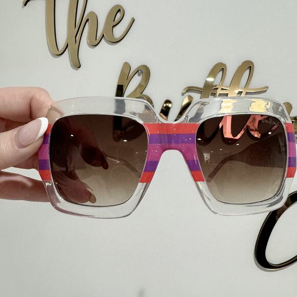 Lilly Pulitzer GWP Clear/Printed Sunglasses Square Beach Tropical Vacation KD - Picture 9 of 10